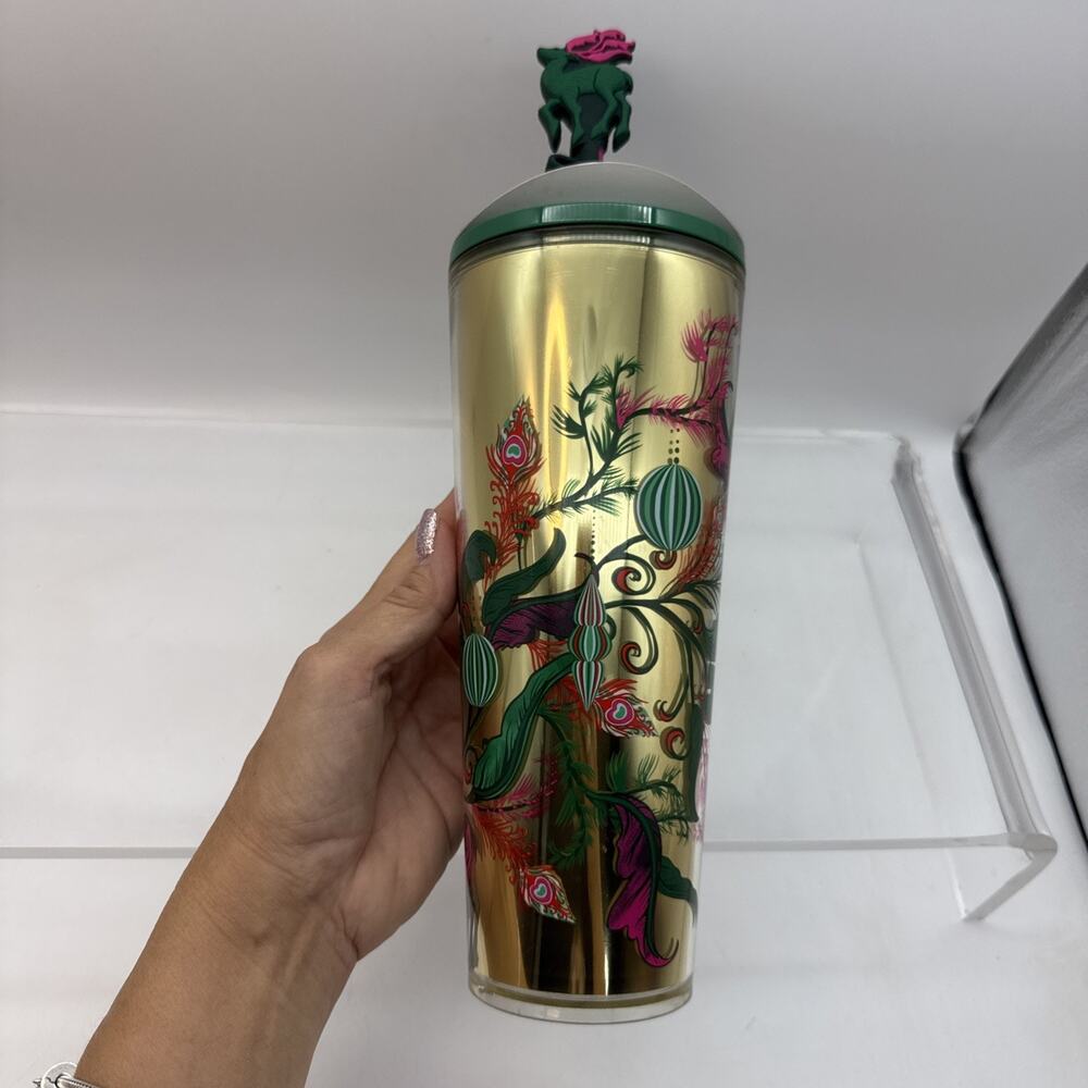Starbucks Christmas Reindeer Tumbler Holiday 2024 W/Silicone Straw Topper 24 Oz